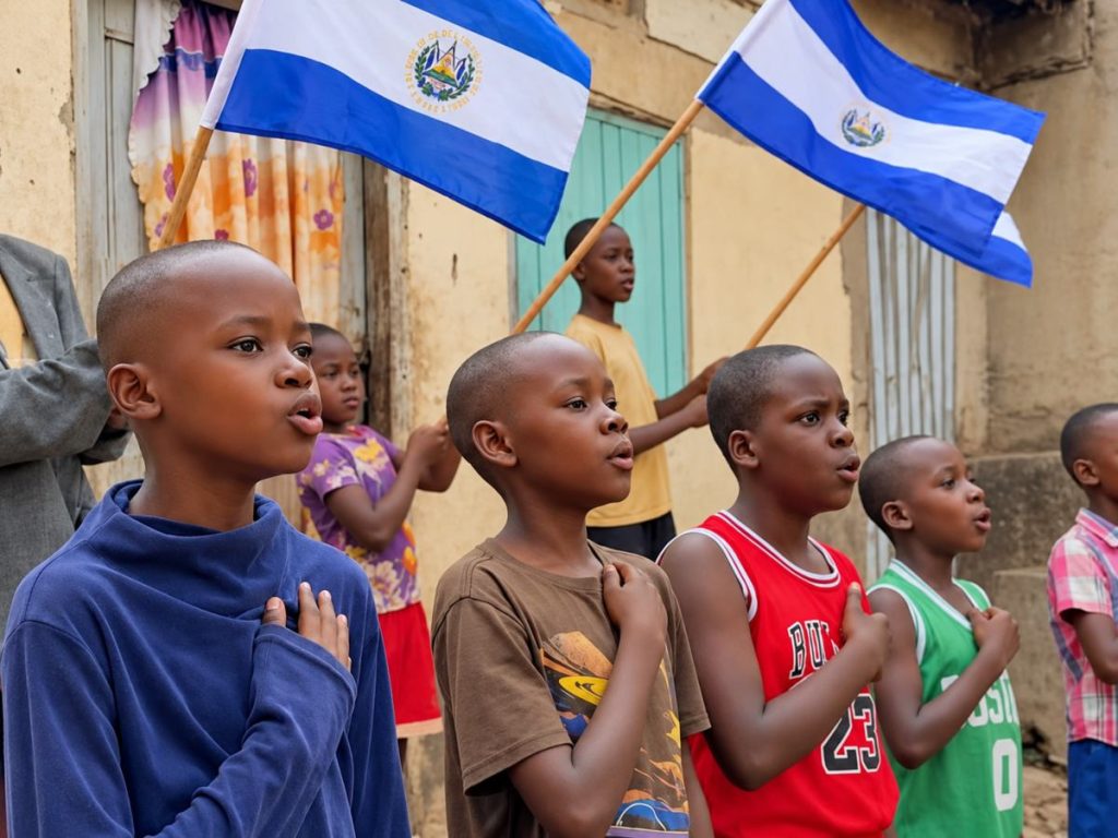 De Uganda a El Salvador, niños cantan el Himno Nacional y el Sombrero Azul