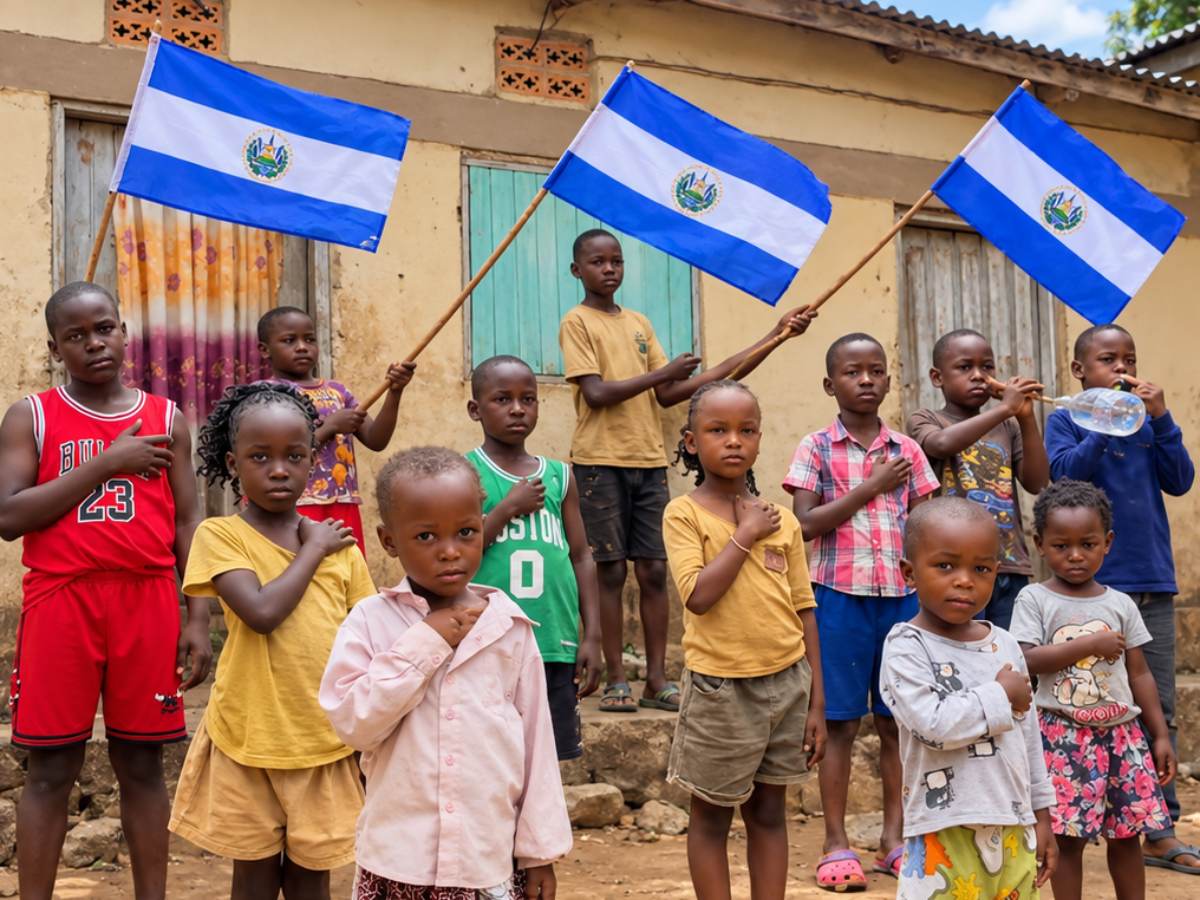 De Uganda a El Salvador, niños cantan el Himno Nacional y el Sombrero Azul