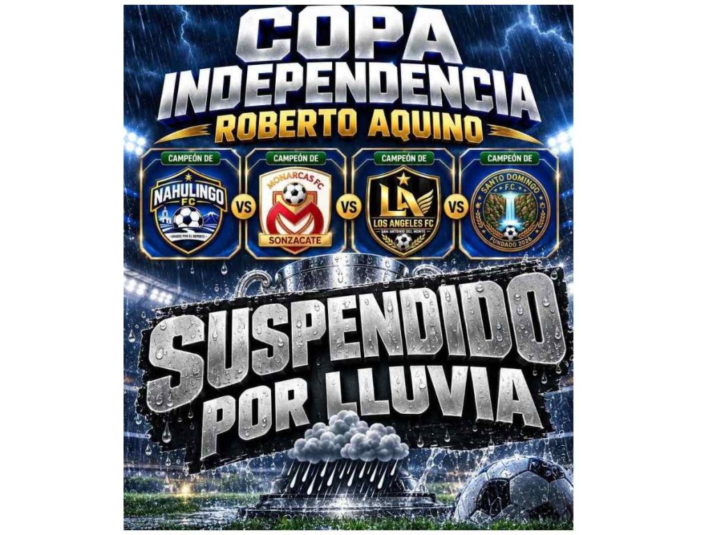 La Copa Independencia Roberto Aquino, prevista en Sonsonate Centro, fue suspendida debido a las condiciones climáticas y al pronóstico de lluvias.