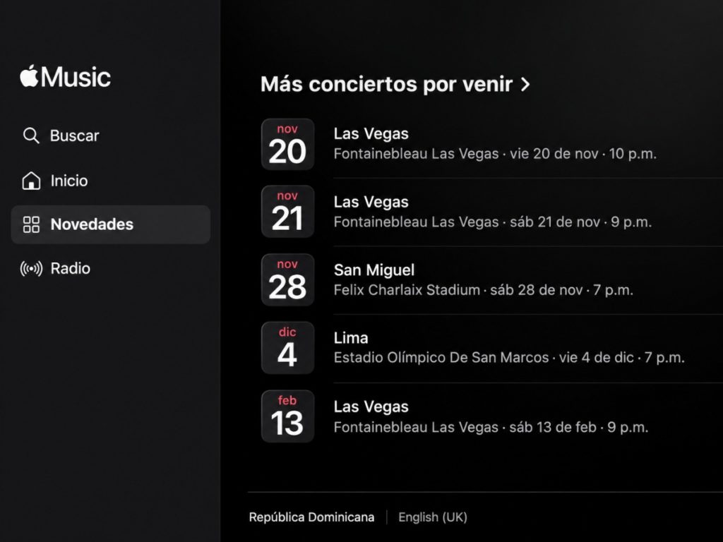 La página oficial del evento publicó mensajes que anticipan y dan por confirmada su presencia, mientras Apple Music ya calendariza una presentación del cantante para el sábado 28 de noviembre en el estadio Félix Charlaix, en San Miguel, a las 7:00 p. m.