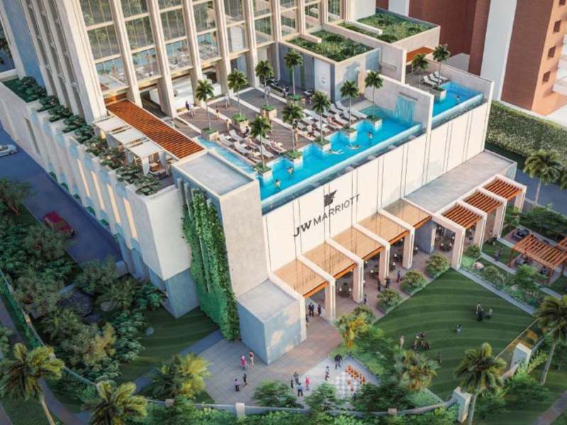 El JW Marriott San Salvador tendrá 186 habitaciones y su apertura está prevista para 2028. Foto / Cortesía Grupo Poma
