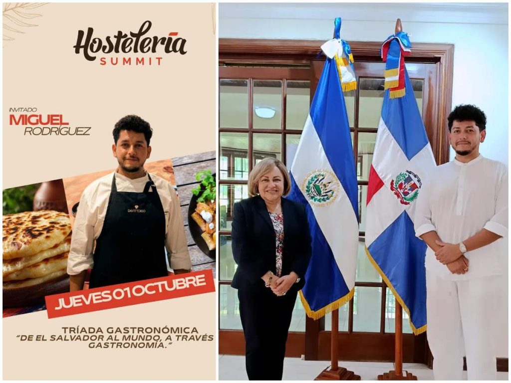El chef Miguel Rodríguez llevó sabores salvadoreños al Hostelería Summit 2026 y compartió su experiencia con representantes diplomáticos en República Dominicana.
