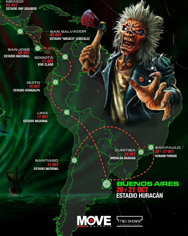 El Salvador aparece marcado en el mapa de la gira latinoamericana de Iron Maiden. La banda se presentará en San Salvador el 5 de octubre. Foto / cortesía