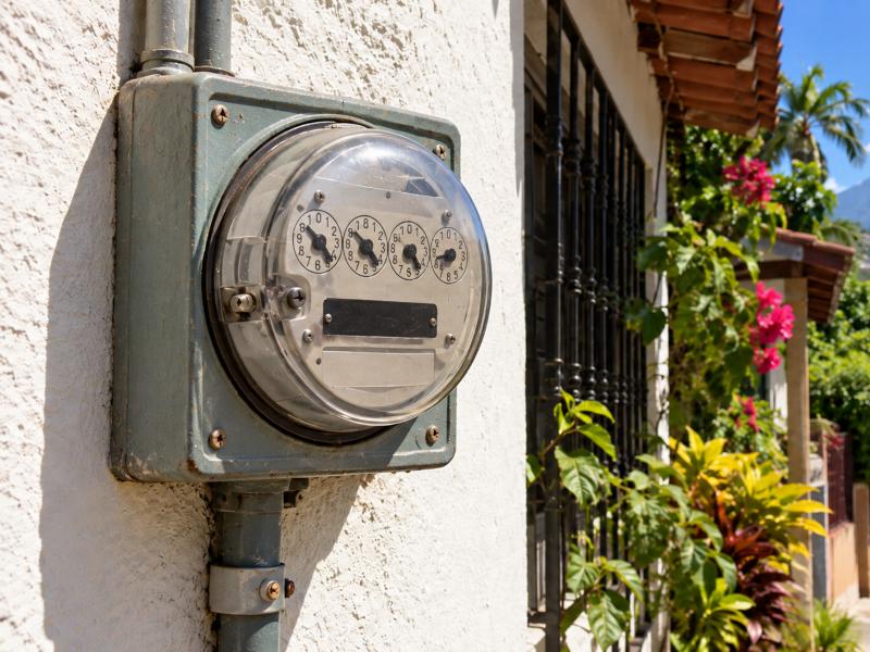 1. El medidor de luz de agujas utiliza varios cuadrantes similares a relojes para registrar el consumo de energía eléctrica.