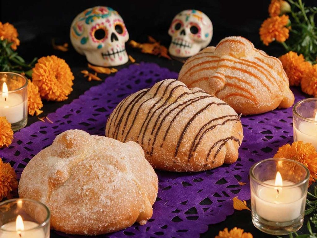 Santa Eduvigis presenta tres versiones de pan de muerto: tradicional, relleno de dulce de leche y de manzana con canela, inspiradas en la tradición mexicana.