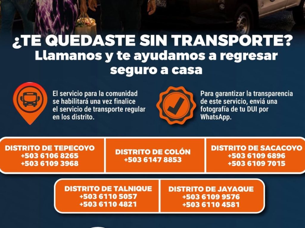 La Libertad Oeste habilitó un servicio de traslado para personas que se queden sin transporte colectivo por la noche.